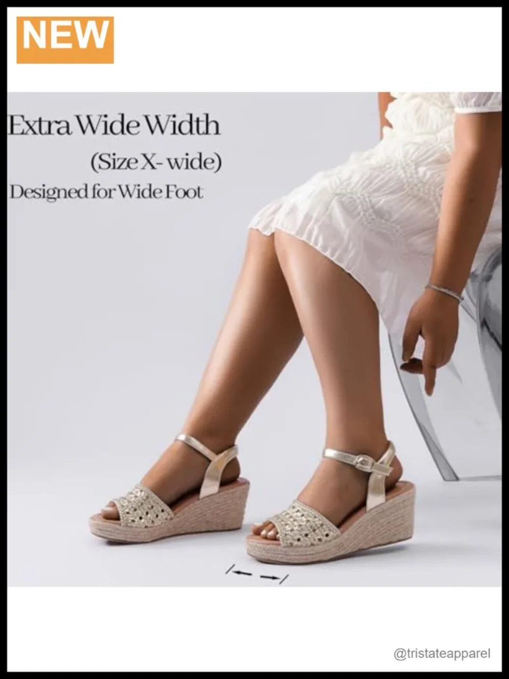Wide Width Wedge Platform Sandals Faux Leather Memory Foam